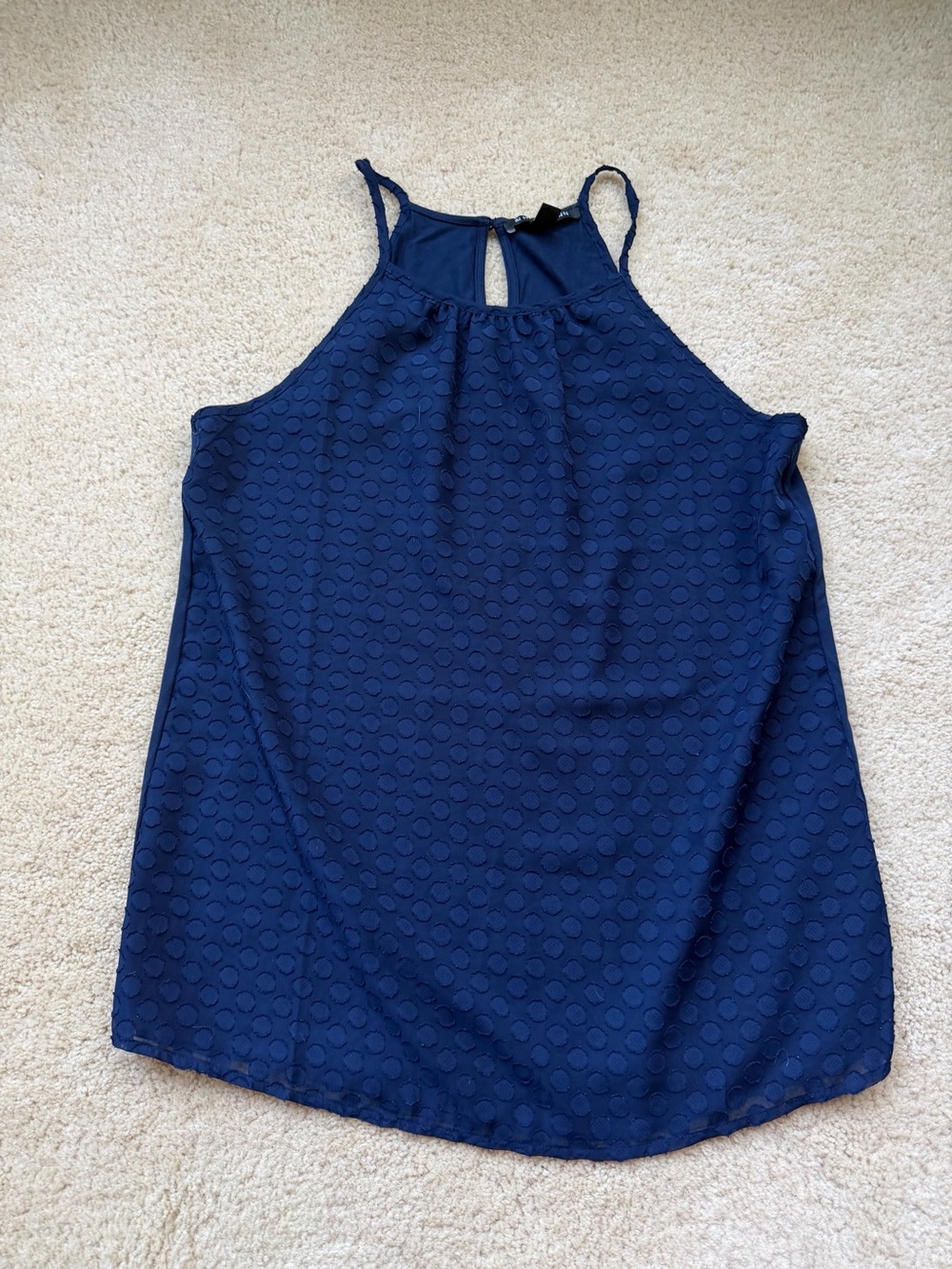 41 Hawthorn Navy Blue Circle Textured Halter Tank Top Blouse - Size S - EUC